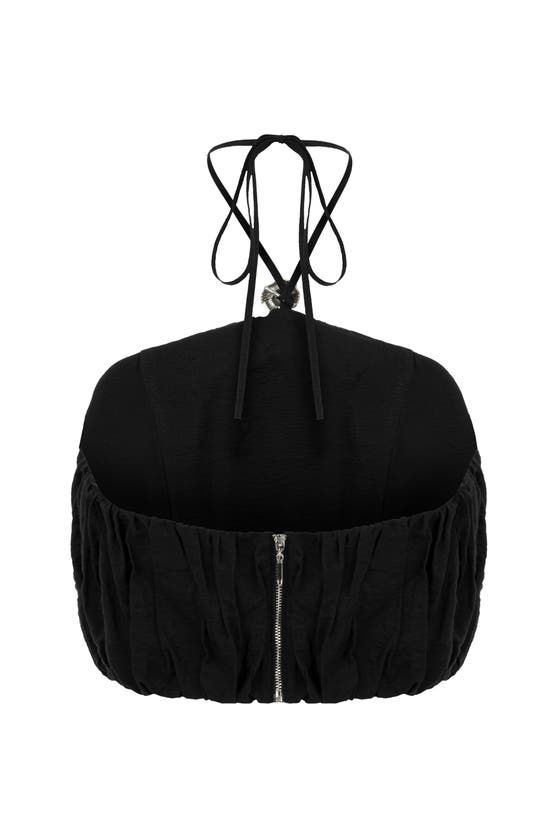 Shop Nocturne Ruffled Crop Top In Ecru