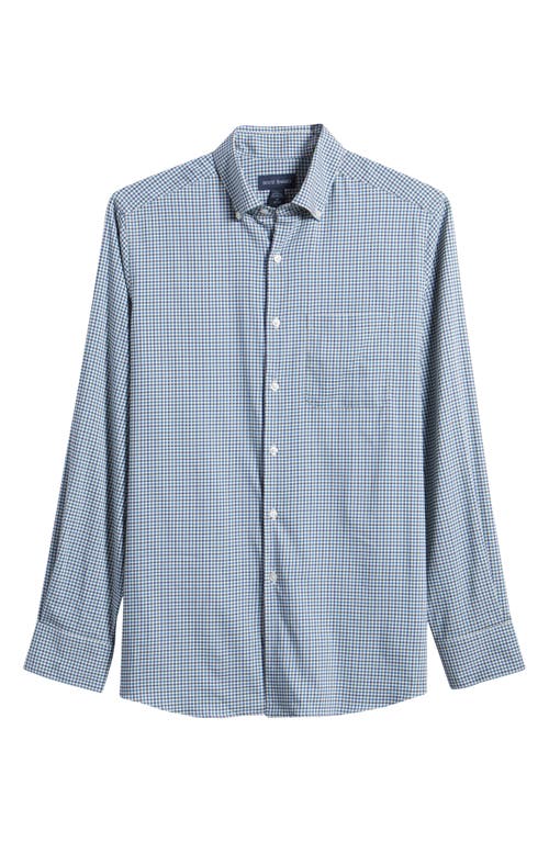 Scott Barber Mélange Gingham Stretch Button-down Shirt In Teal