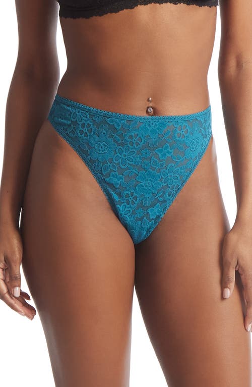 Hanky Panky Daily Lace HIgh Cut Thong in Earth Dance (Green/Blue)