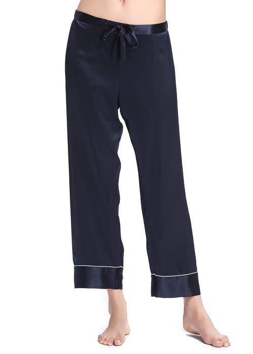 Shop Lilysilk 22 Momme Chic Trimmed Silk Pajama Set In Navy Blue