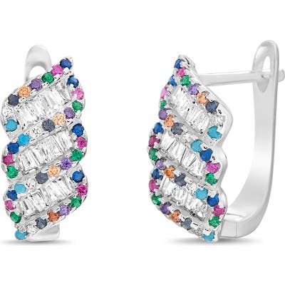 Lesa Michele Multicolor Pave Huggie Earrings