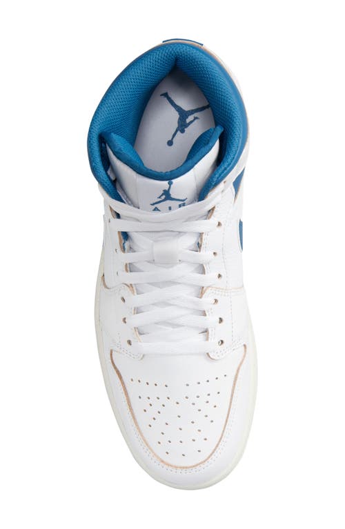 Shop Jordan Air  1 Mid Se Sneaker In White/industrial Blue/sail