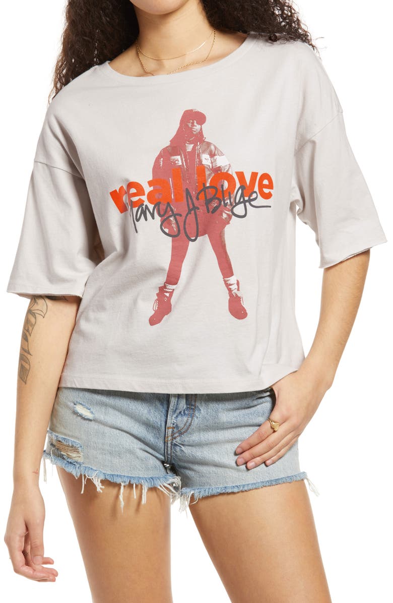 BP. Mary J. Blige Graphic Tee, Main, color, GREY MARY REAL LOVE