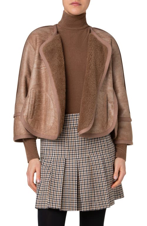 Akris Punto Shearling Lined Lambskin Leather Jacket In Caramel