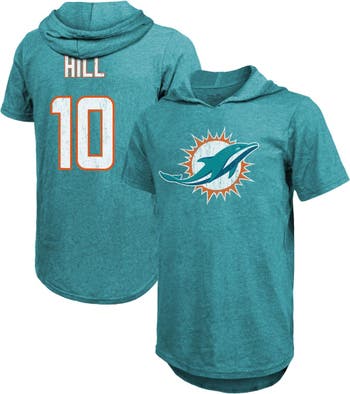 Majestic Threads Men's Majestic Threads Tyreek Hill Aqua Miami Dolphins  Player Name & Number Short Sleeve Hoodie T-Shirt