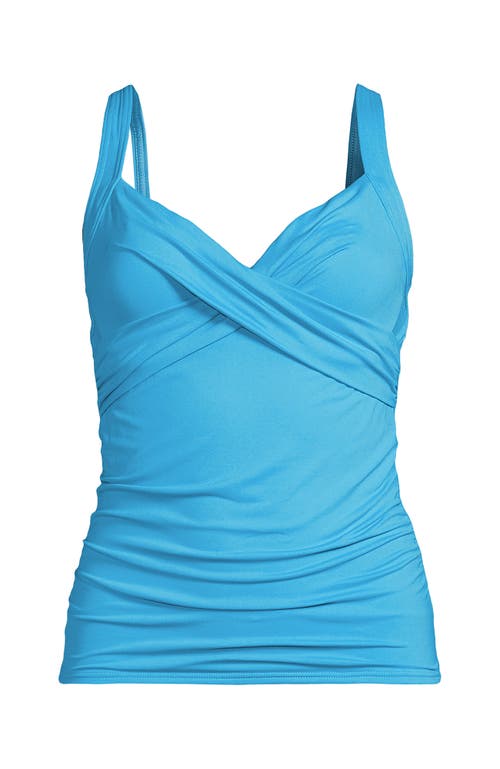 Shop Lands' End Wrap Underwire Tankini Top Swimsuit In Turquoise