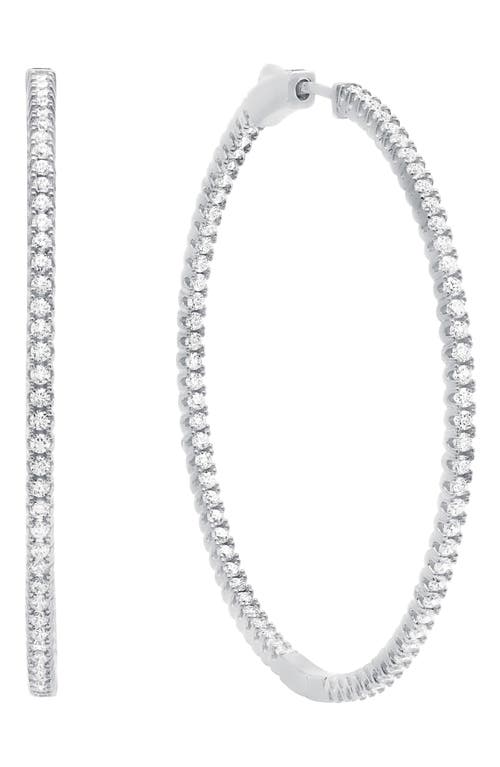 Large Pavé Cubic Zirconia Hoop Earrings in Platinum