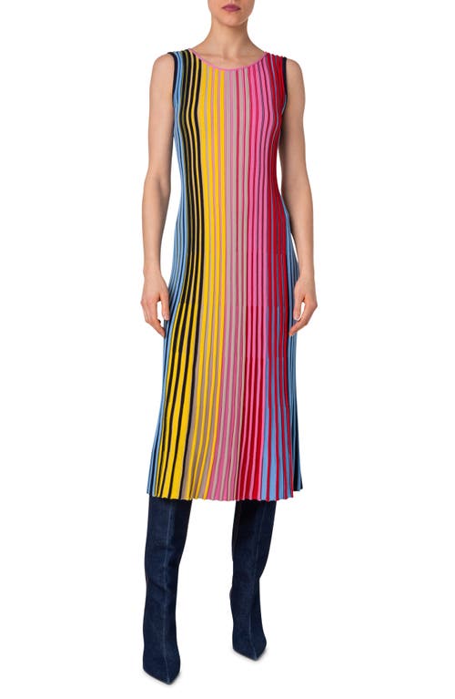 AKRIS PUNTO AKRIS PUNTO RAINBOW STRIPE WOOL SWEATER DRESS