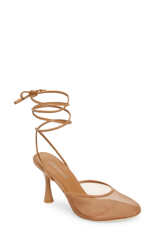 Jeffrey Campbell Giselle Ankle Wrap Mesh Sandal In Natural/natural