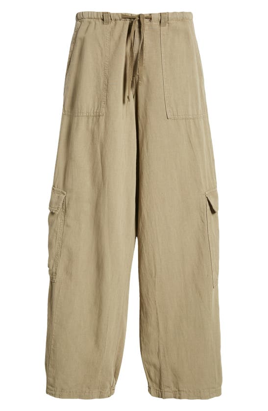 Shop Bdg Urban Outfitters Tie Waist Cotton & Linen Cargo Pants In Khaki