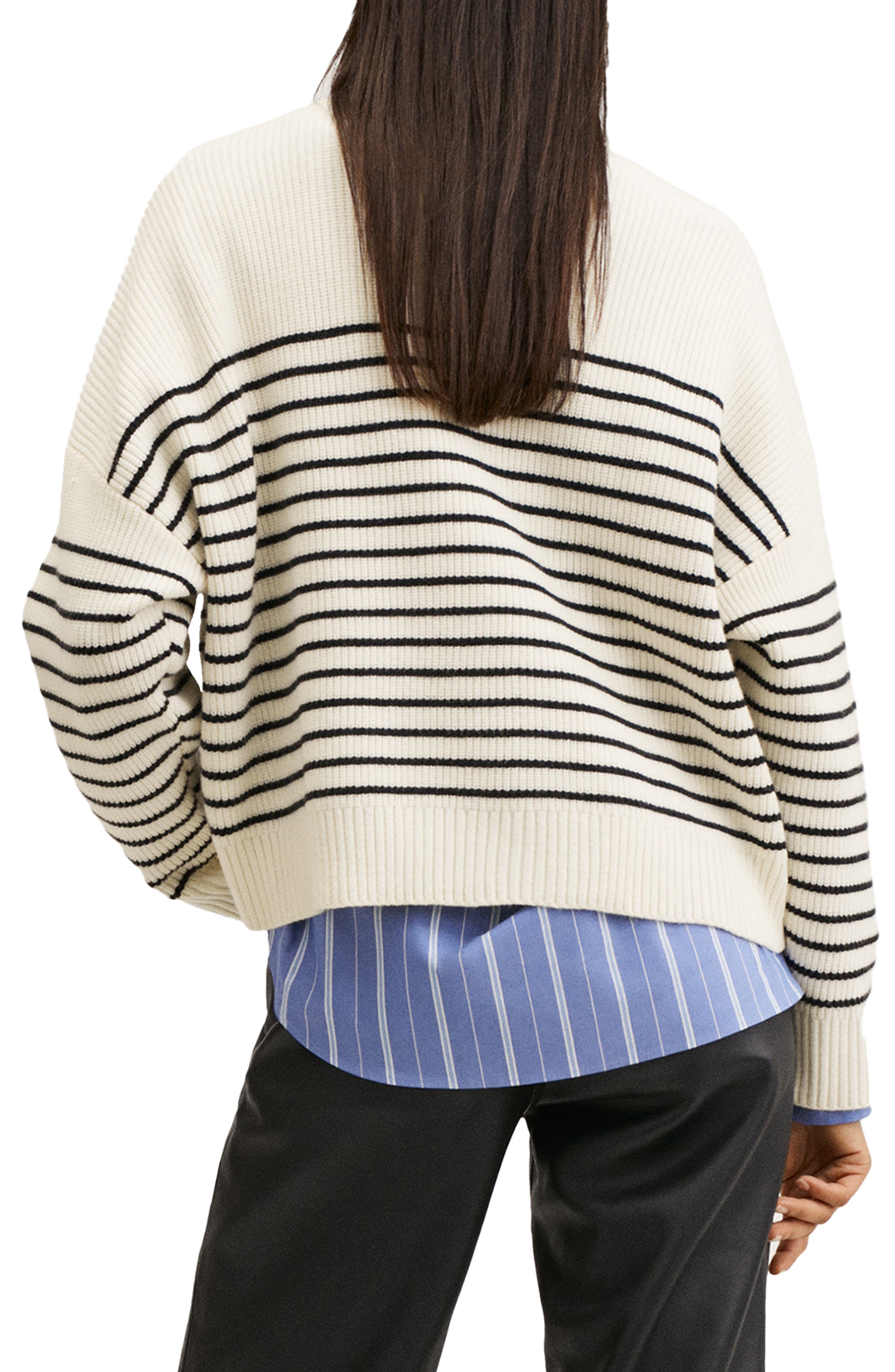 mango half zip striped jumper