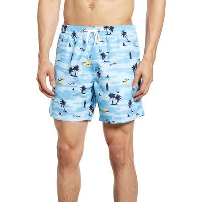 Trunks Surf & Swim Co. Paradise Island Print Swim Trunks, Blue