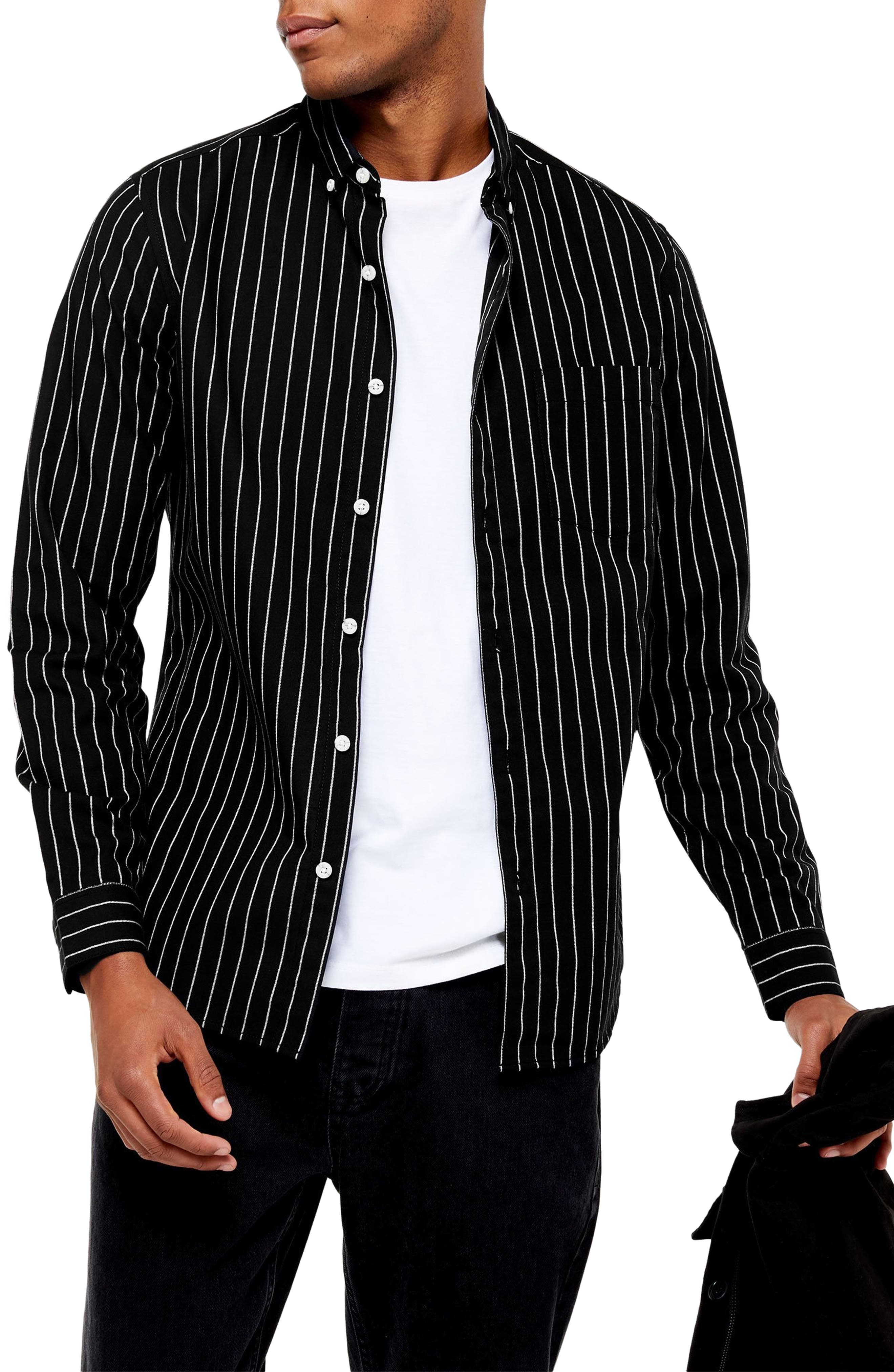 Topman Pinstripe Oversize ButtonDown Shirt Nordstrom