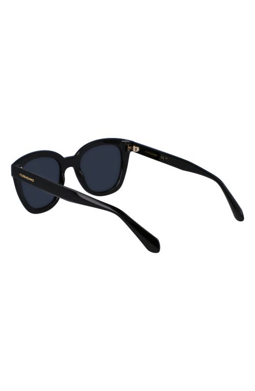 Shop Ferragamo Classic Logo Tea Cup 52mm Round Sunglasses In Black