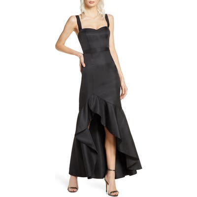 Fame And Partners The Florence Ruffle High/low Gown, Black