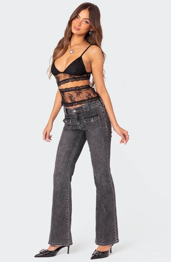 Shop Edikted Spice Cutout Sheer Lace Camisole In Black