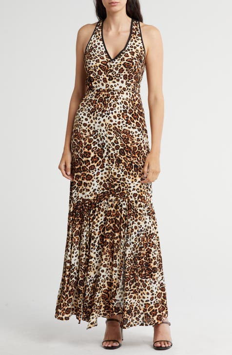 Leopard Print Sleeveless Maxi Dress