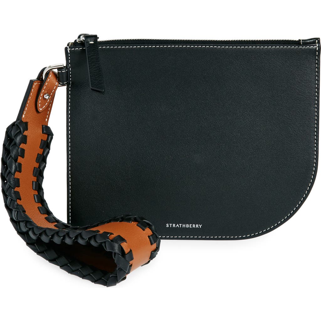 Strathberry X Collagerie Leather Wristlet Pouch In Black