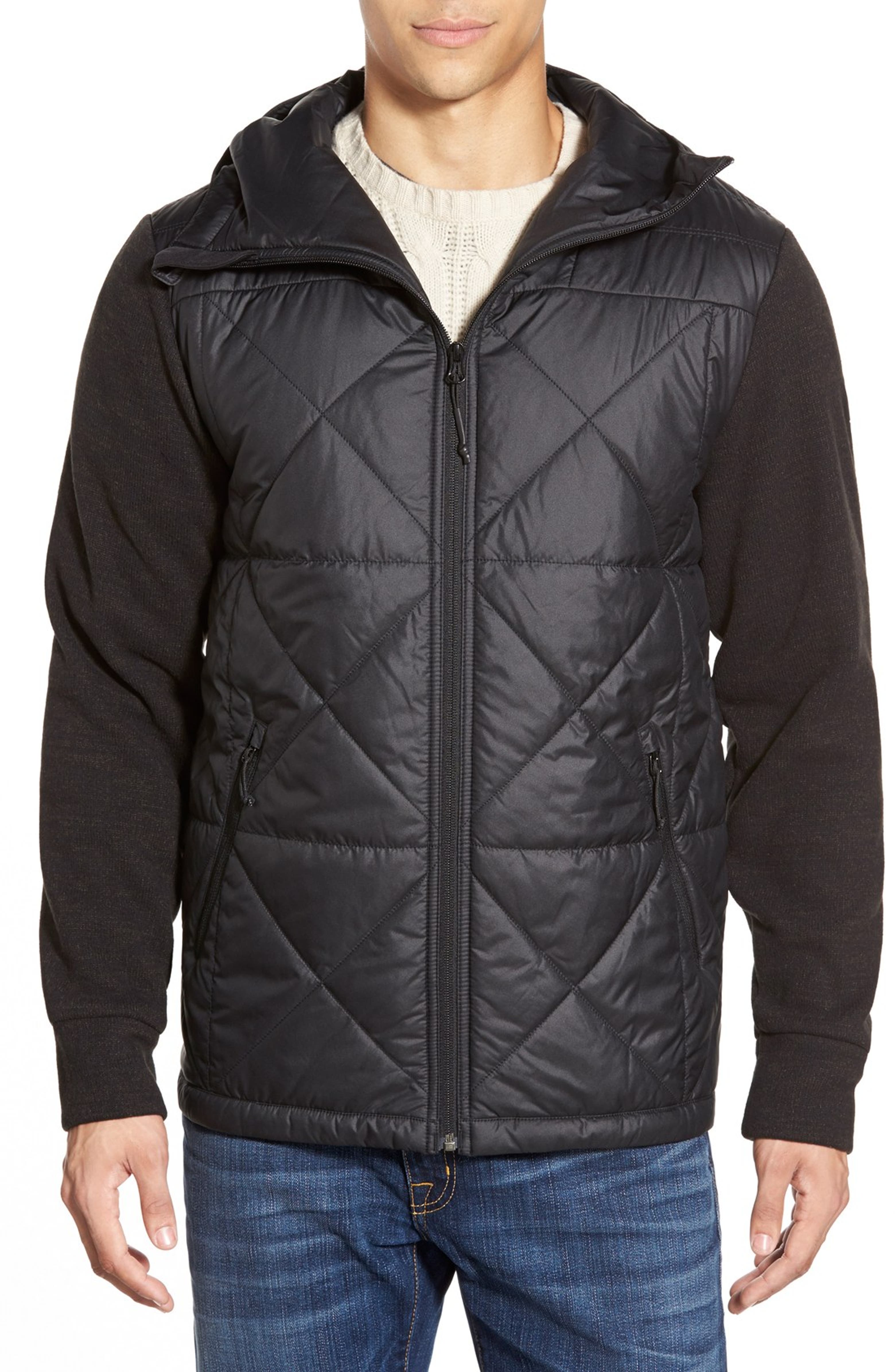 The North Face 'Skagit' Quilted Mixed Media Hooded Jacket with Knit ...
