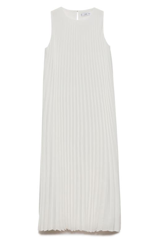 Shop Mango Pleated Sleeveless Midi Dress In White