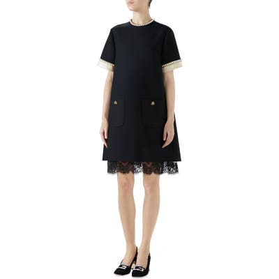 Gucci Imitation Pearl Trim Crepe Cady Dress