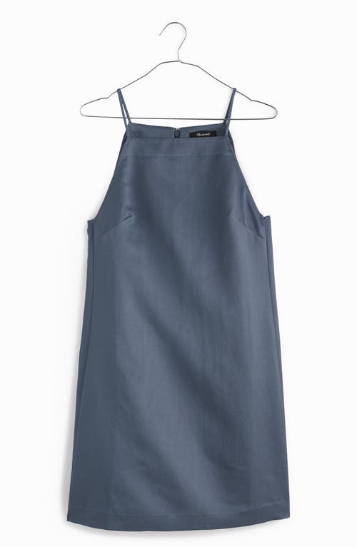 Madewell High Neck Minidress In Sunfaded Indigo