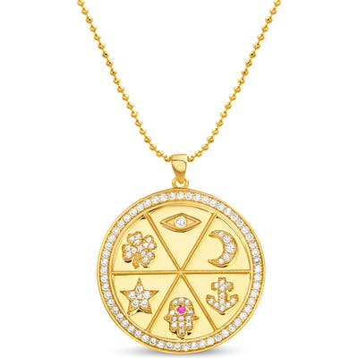 Lesa Michele Evil Eye Round Pendant Necklace