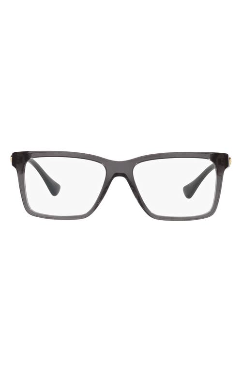 Versace 56mm Rectangular Optical Glasses in Transparent Grey at Nordstrom