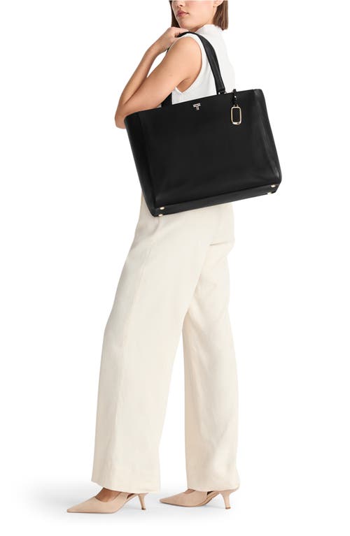 Tumi Large Vail Leather Tote In Black/light Gold