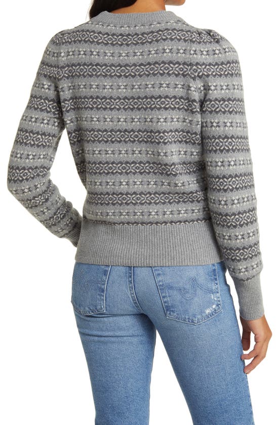 Faherty Highland Fair Isle Puff Sleeve Sweater In Grey Multi