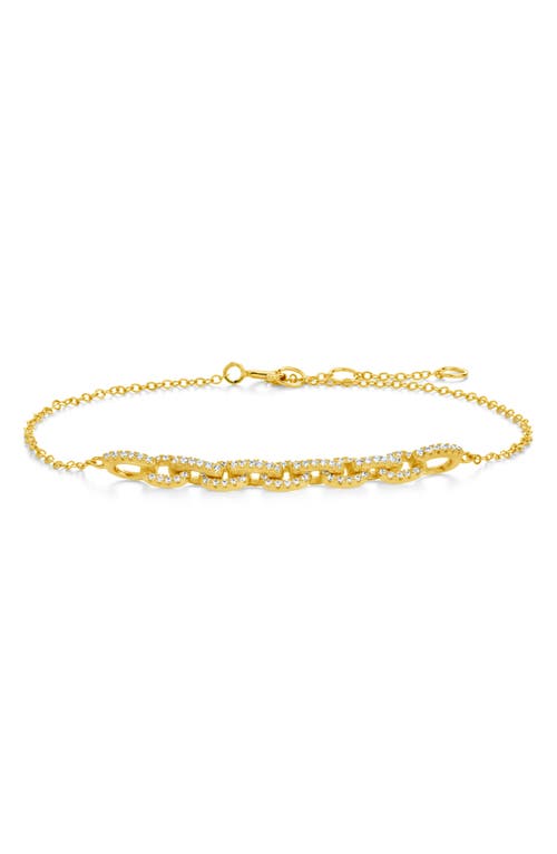 Sterling Forever Harley Cz Interlocking Chain Bracelet In Gold