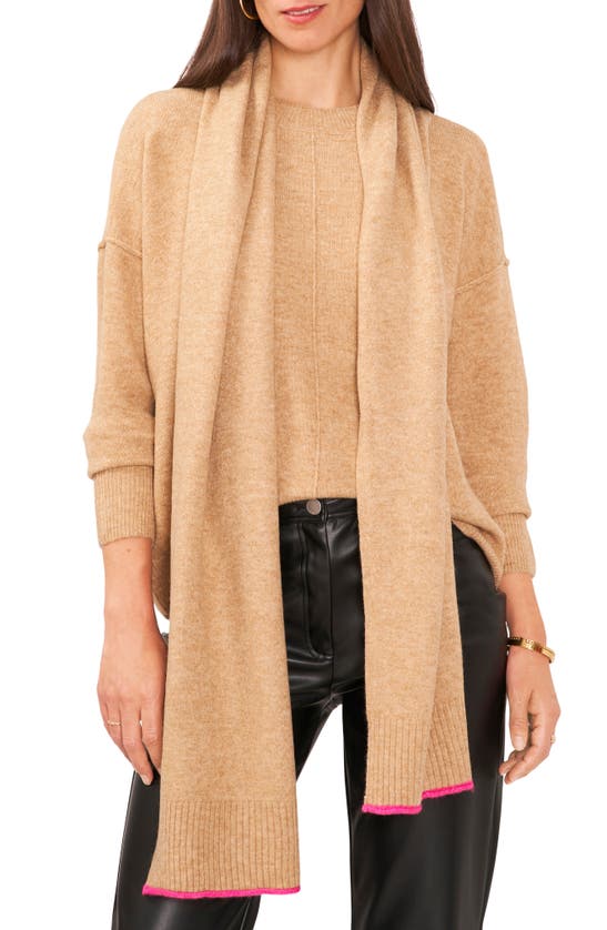 VINCE CAMUTO VINCE CAMUTO CREWNECK SWEATER WITH ATTACHED SCARF