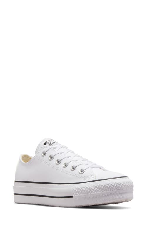 Chuck Taylor All Star Lift Low Top Leather Sneaker in White/Black/White