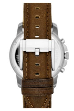 Fossil 'Grant' Round Chronograph Leather Strap Watch, 38mm | Nordstrom