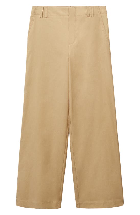 Shop Mango Wide Leg Pants In Beige