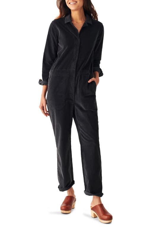 Faherty Stretch Corduroy Utility Jumpsuit in Washed Black