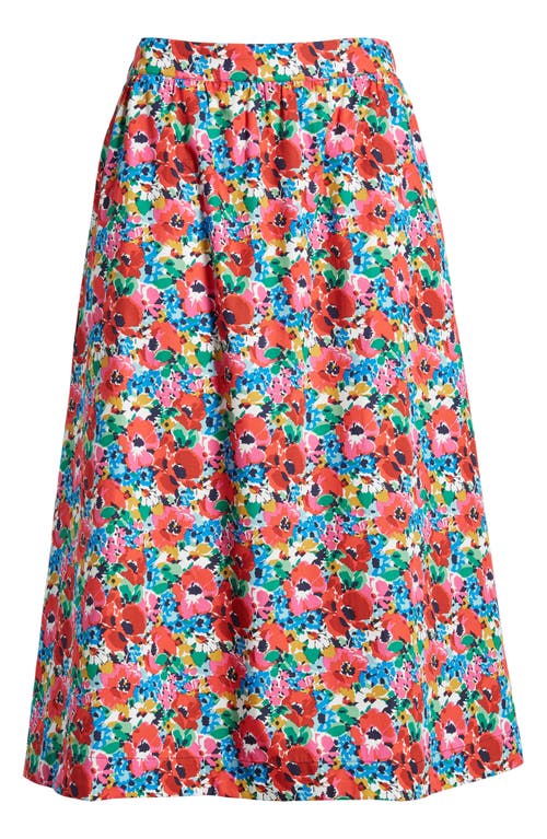 Shop Boden Hattie Floral Poplin Midi Skirt In Wild Poppy