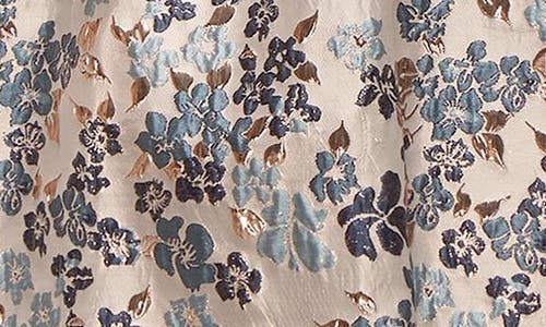 Dessy Collection Floral Brocade High-low Gown In Indigo Midnight