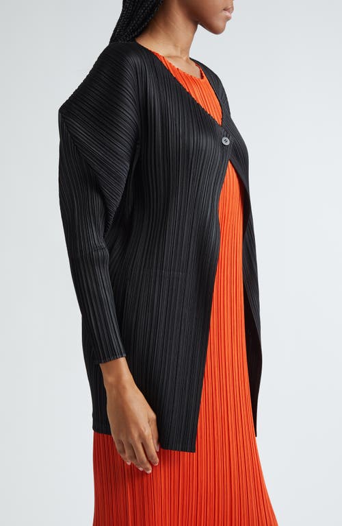 Shop Issey Miyake Pleats Please  Monthly Colors July Pleated Cardigan In Black