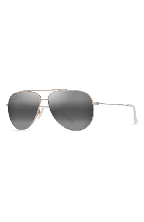 Maui Jim Hauoli 59mm Polarized Gradient Aviator Sunglasses In Shiny Light Gold Crystal