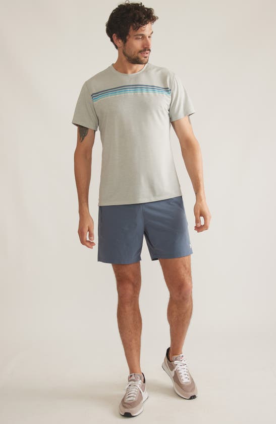 Shop Marine Layer Sport Air Stripe T-shirt In Light Grey Chest Stripe