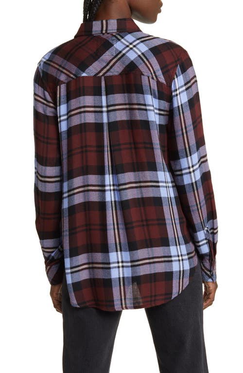 Rails Brady Crinkled Plaid Button-front Shirt In Mulberry Teal Blu