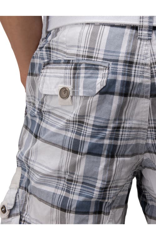 X-ray Xray Belted Cargo Shorts In Plaid Blue/white