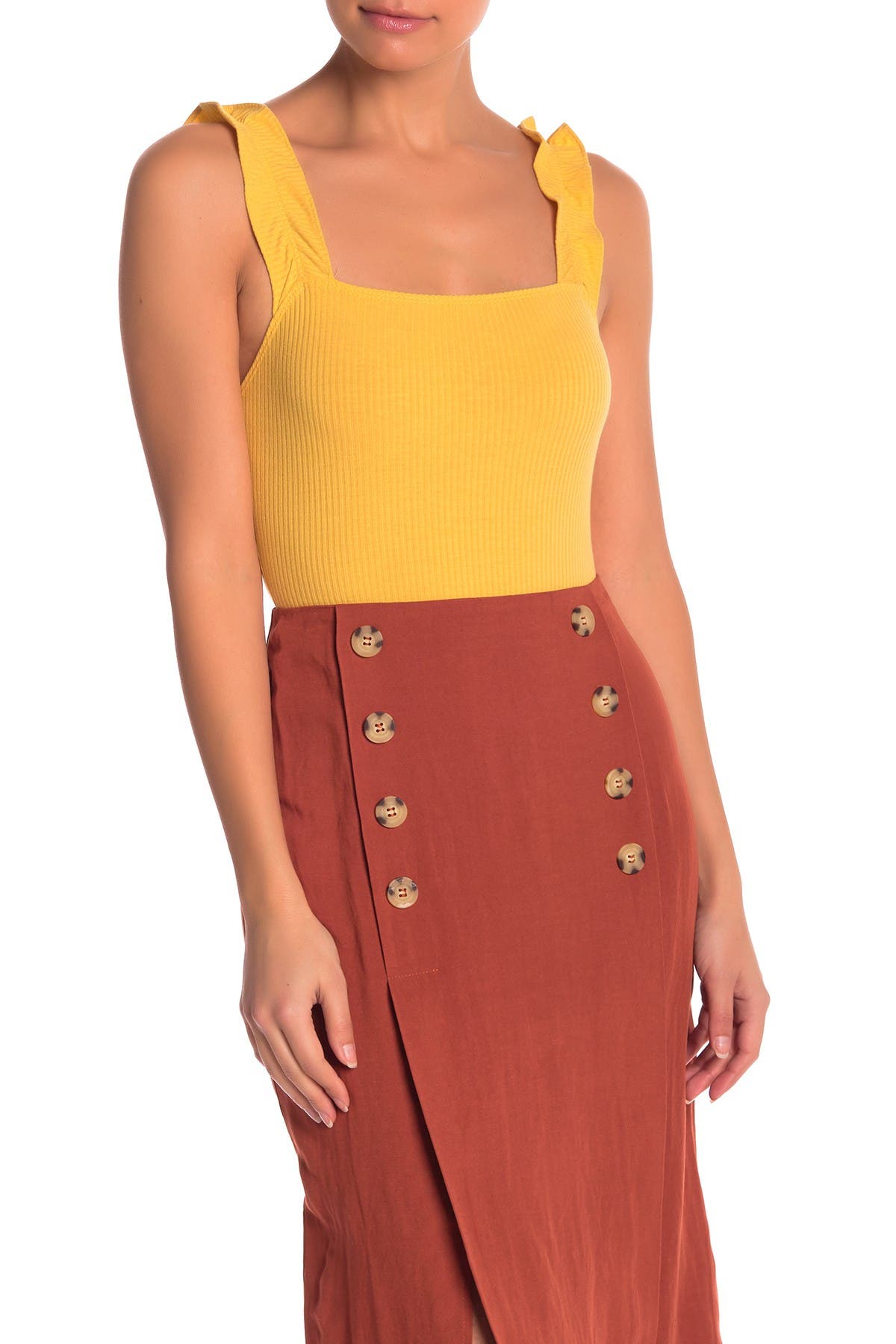 ruffle strap bodysuit