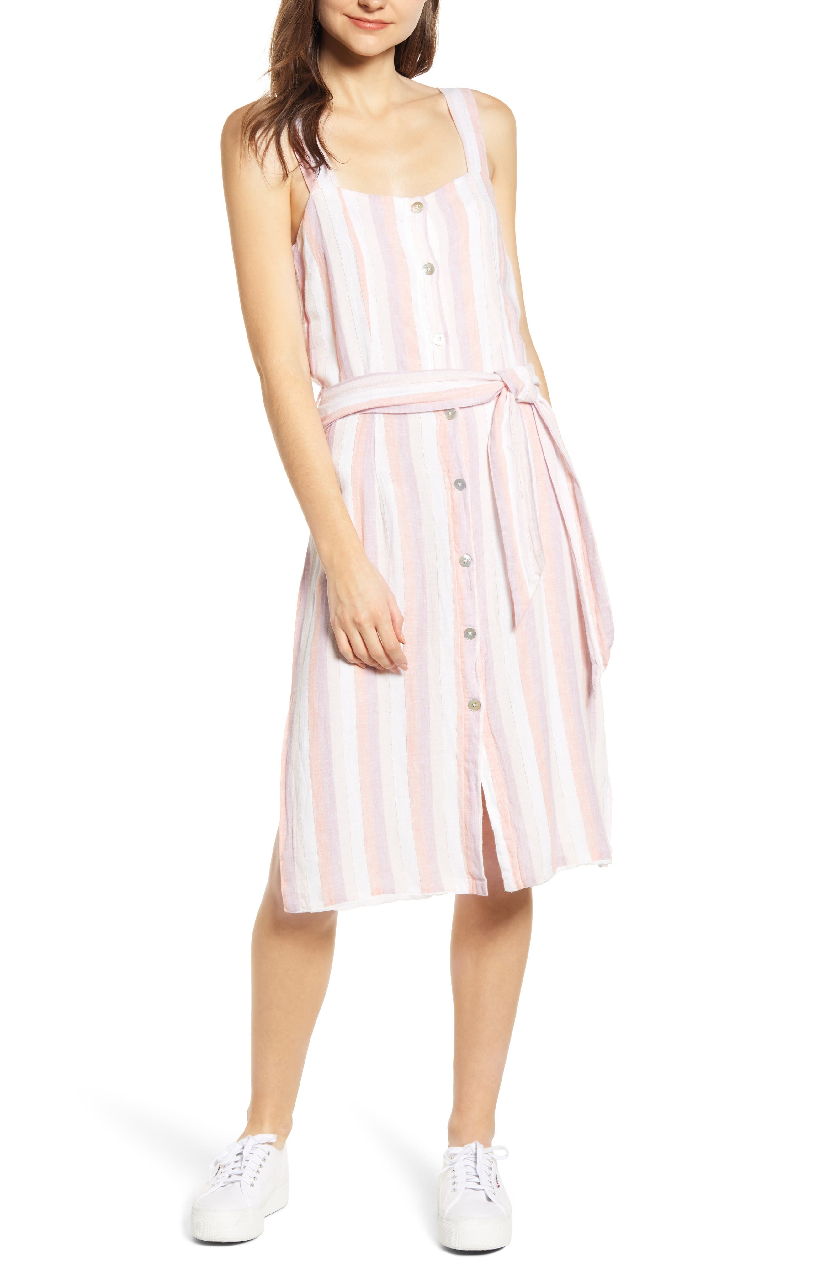 Rails Clement Tie Waist Linen Blend Sundress