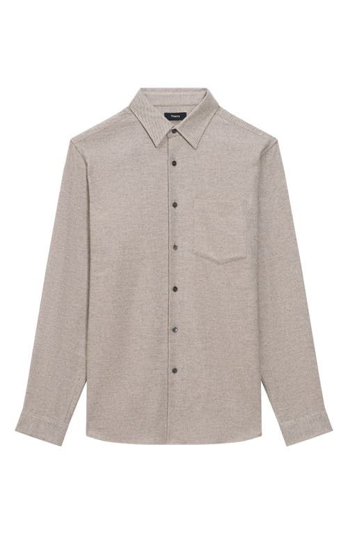 Shop Theory Irving Twill Button-up Shirt In Taupe Mlge