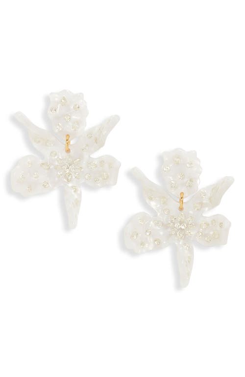 Lele Sadoughi Small Crystal Lily Drop Earrings In White
