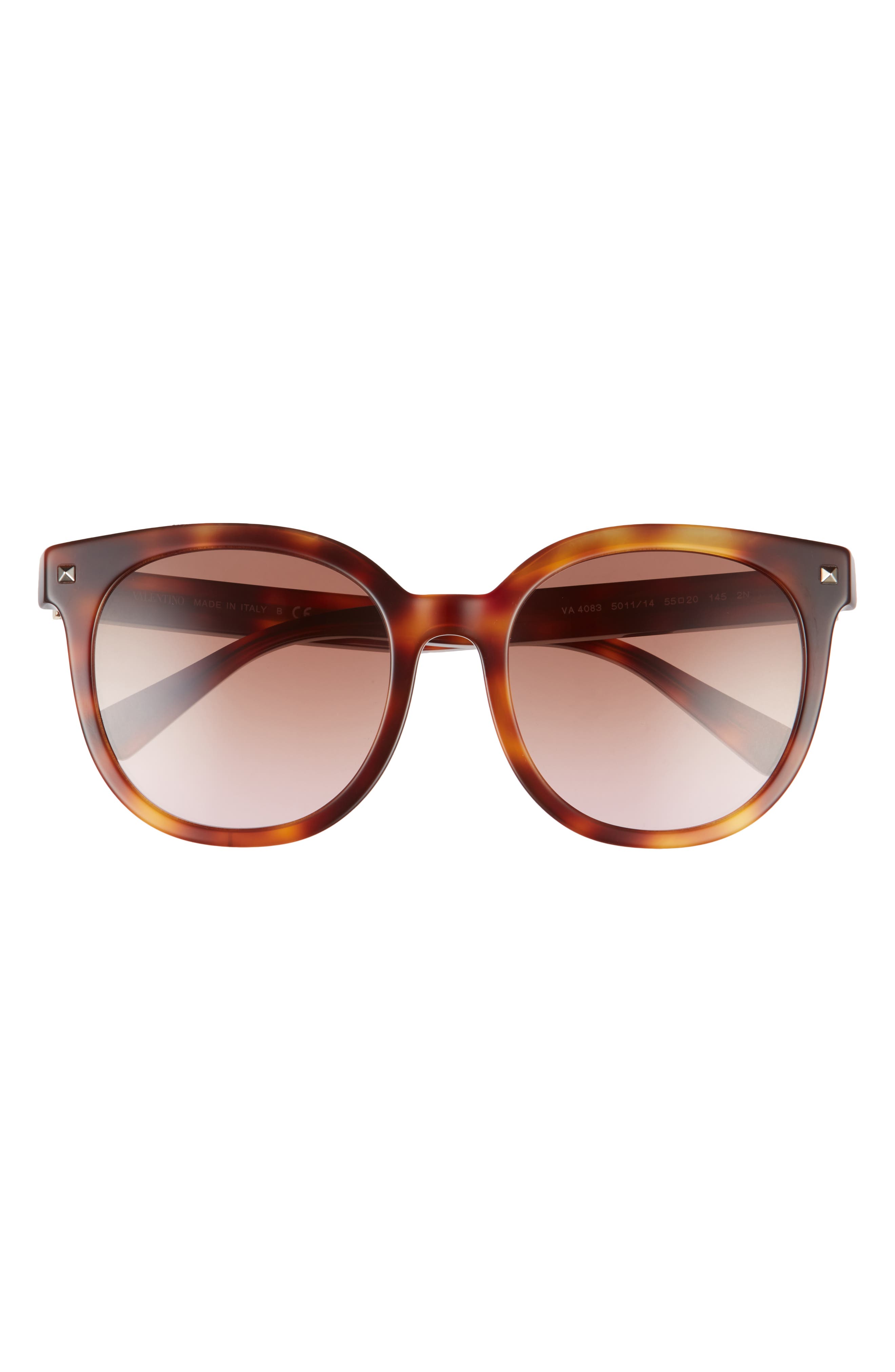 Valentino 55mm Round Sunglasses in Havana/Violet Gradient Brown at Nordstrom