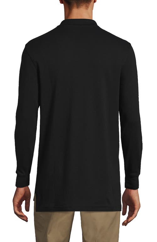 Shop Lands' End School Uniform  Long Sleeve Interlock Polo Shirt In Black