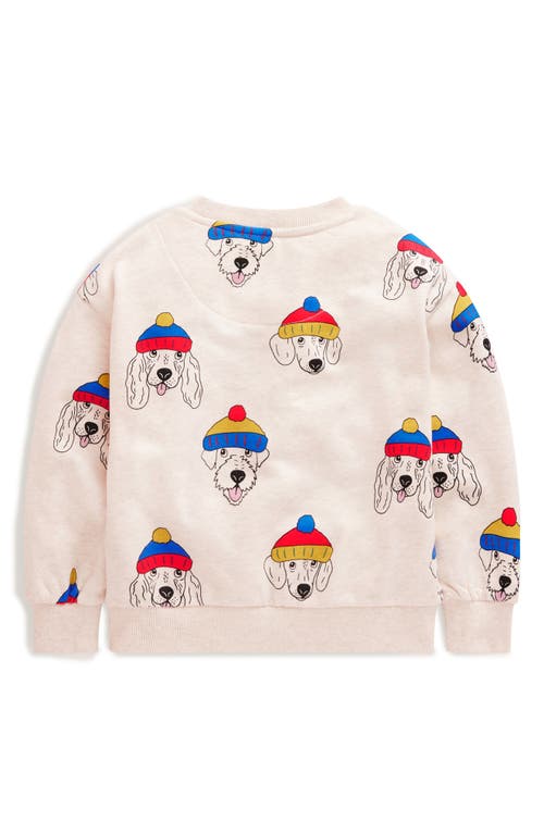 Shop Mini Boden Kids' Pup Print Cotton Sweatshirt In Oatmeal Dude Dogs